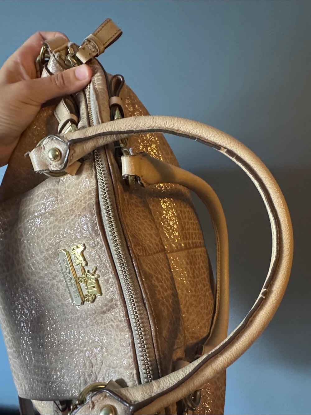 Coach Tan Leather Satchel with Gold Hardware - Picture 10 of 14